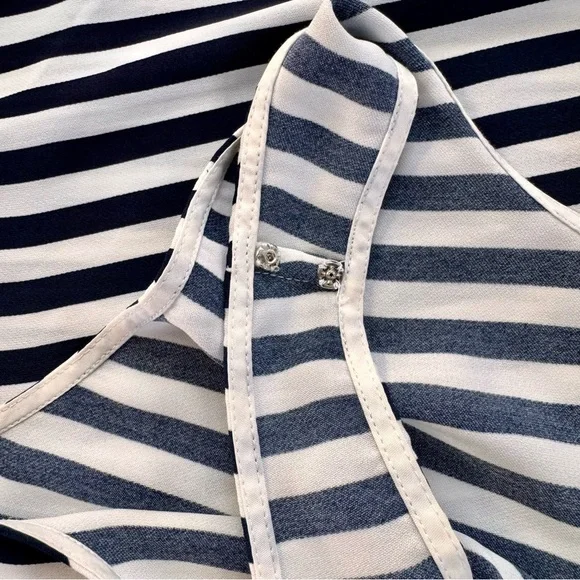 J.Crew Navy White Striped Tank Top Classic Nautical Summer Size 6 - Picture 5 of 8
